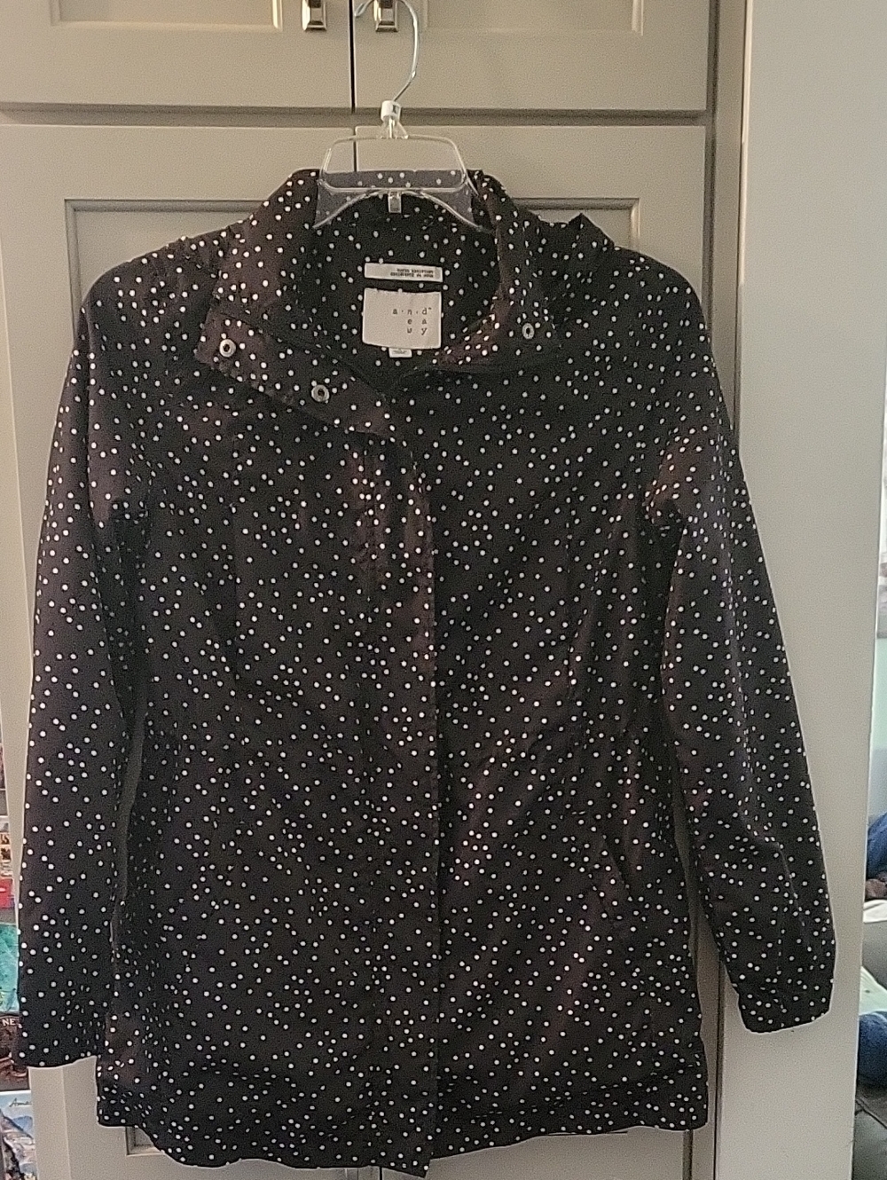 Women's Brown Polka Dot Water Resistant Hooded Jacket